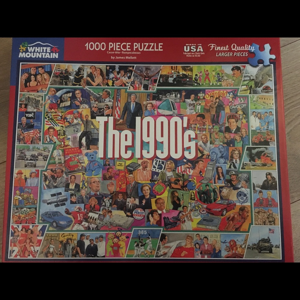 PUZZLE 1,000 pieces WHITE MOUNTAIN Family winter holiday Fun!